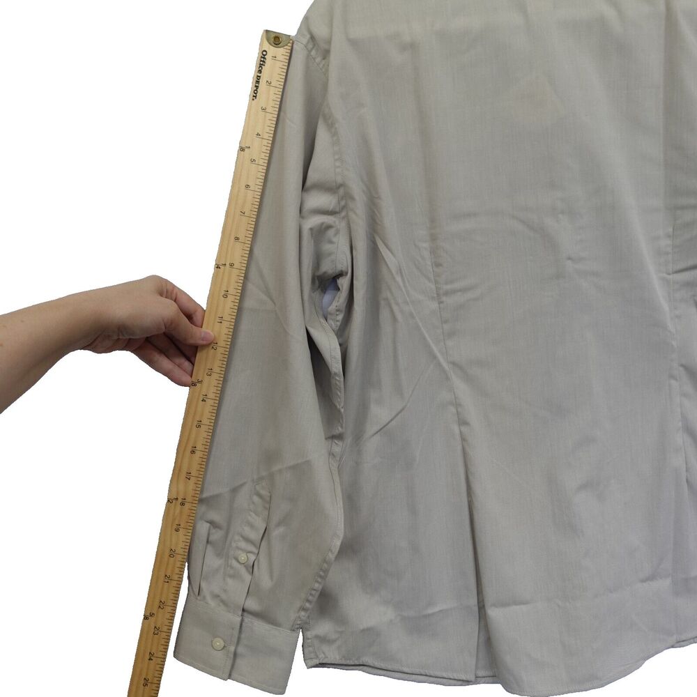Antigua Womens Tan Shirt XL Long Sleeve Collard Button Front Fitted Top Blouse - Picture 13 of 16